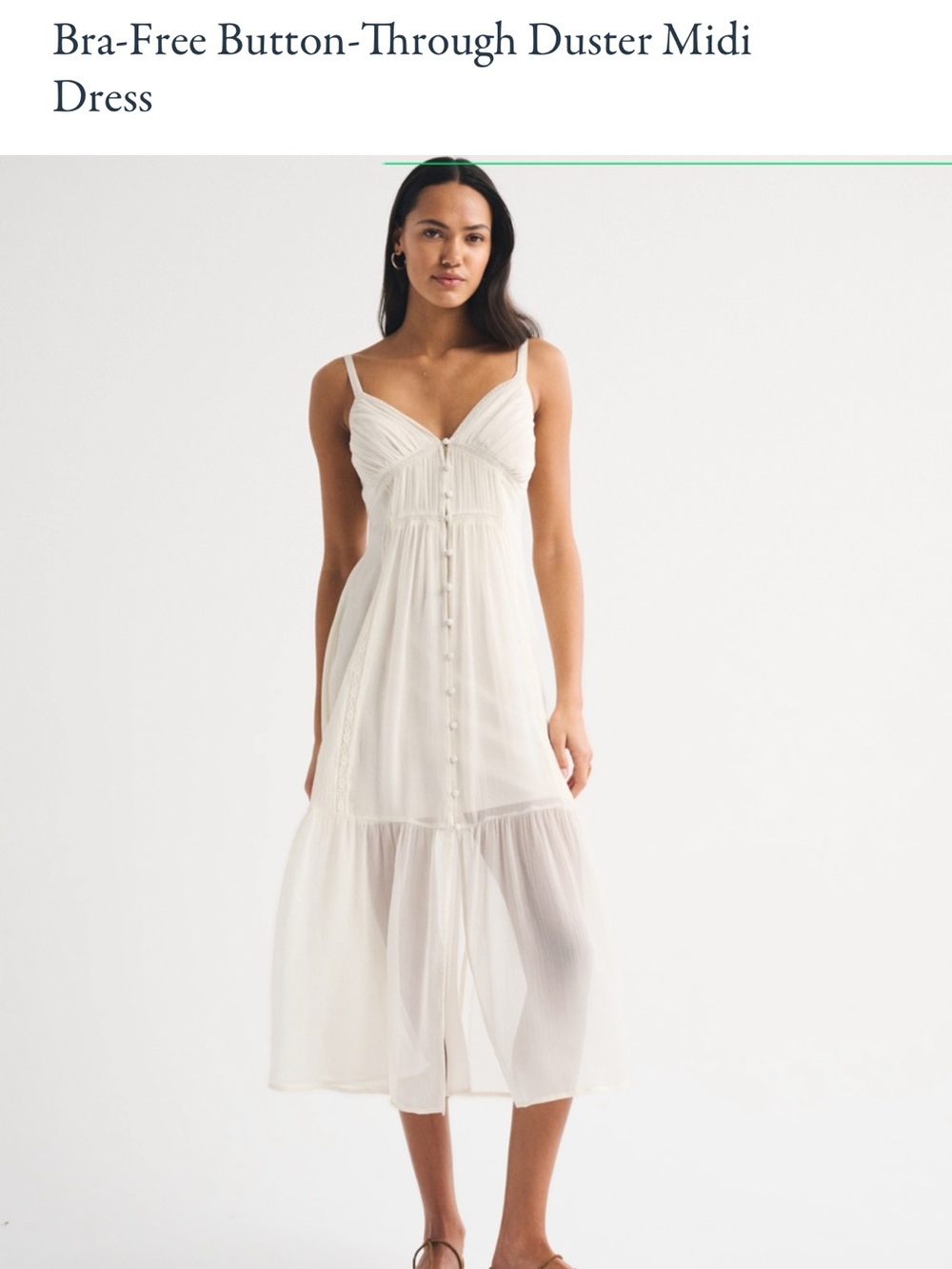 NWT Abercrombie & Fitch Ivory Bra-Free Button-Through Duster Midi Dress